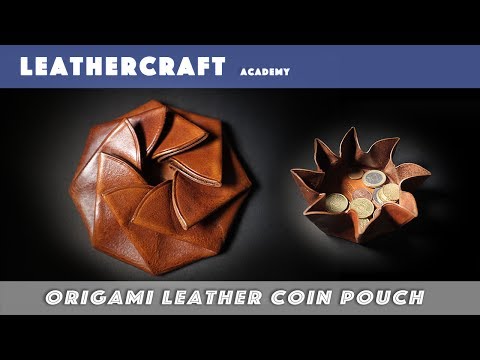 Making a leather origami coin pouch / leather craft tutorial