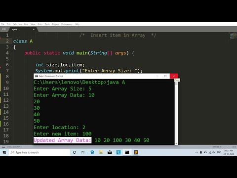 Java program to insert element in an array | Learn Coding