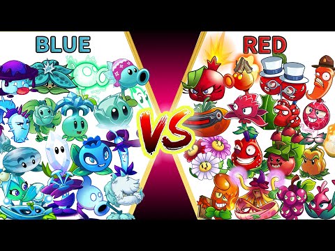 PvZ 2 Challenge - RED Plants vs BLUE Plants - Who Will Win ? - Plant vs Plant
