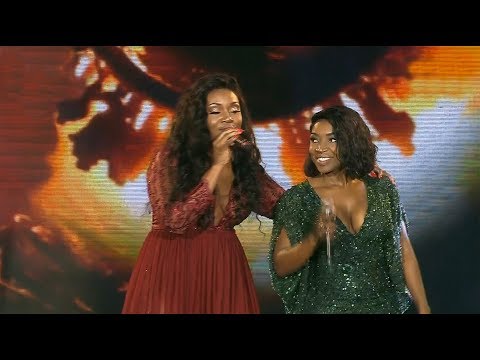 Pérola e Liza James na gala final do Unitel Estrelas ao Palco