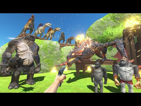 I Parkour Around The Green Rock Hunting Lava Dragon and Dinosaurs - Animal Revolt Battle Simulator