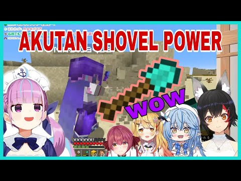 Minato Aqua shocks everyone with surprise shovel in Minecraft!