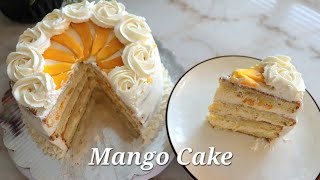 Mango Chiffon Cake | Cream Cheese Whipped Cream Frosting and Fresh Mango Layers!