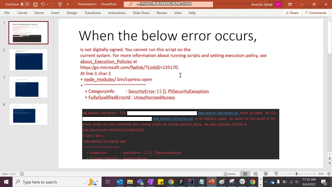 Unauthorized error while running 'nodemodules/.bin/cypress open'