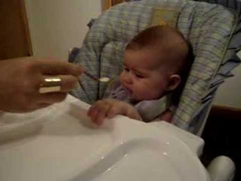 Clover's 1st rice cereal!