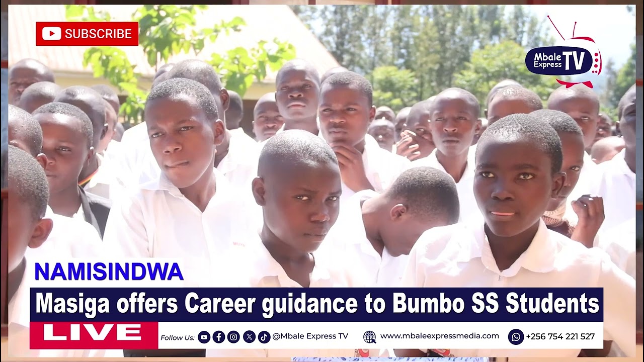 Bukuuka Spokesperson Steven Masiga offers career guidance to Bumbo SS students 