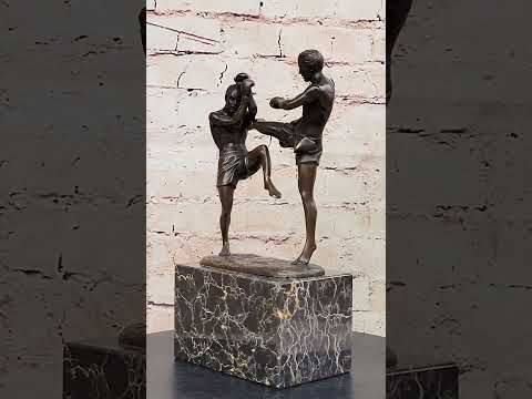 Muay Thai Kick Boxing Statue Figure Genuine Solid Bronze Sculpture