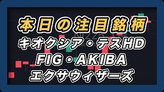 【本日の注目銘柄 日経平均展望 】キオクシア・テスHD・FIG・AKIBA・エクサウィザーズ