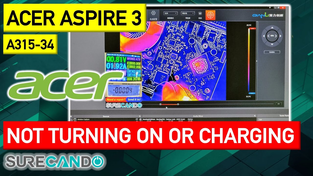 Watch video Acer Aspire 3 A315-34 Not turning or charging. CPU/PCH Shorted. Now Acer Aspire 3 A315-34 Not turning or charging. CPU/PCH Shorted.