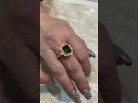 Подарок девушке кольцо "Золотая классика изумруд и цирконы" ювелирный сплав Xuping в коробочке - фото 2 - id-p1796401663