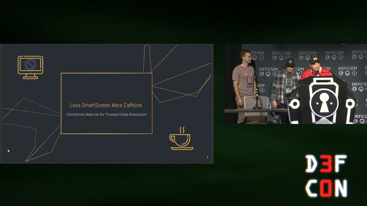 DEF CON 30 (2022) — Less SmartScreen More Caffeine: ClickOnce (Ab)Use for Trusted Code Execution