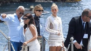 EXCLUSIVE - Hailey Baldwin takes the boat at the Eden Roc in Cannes