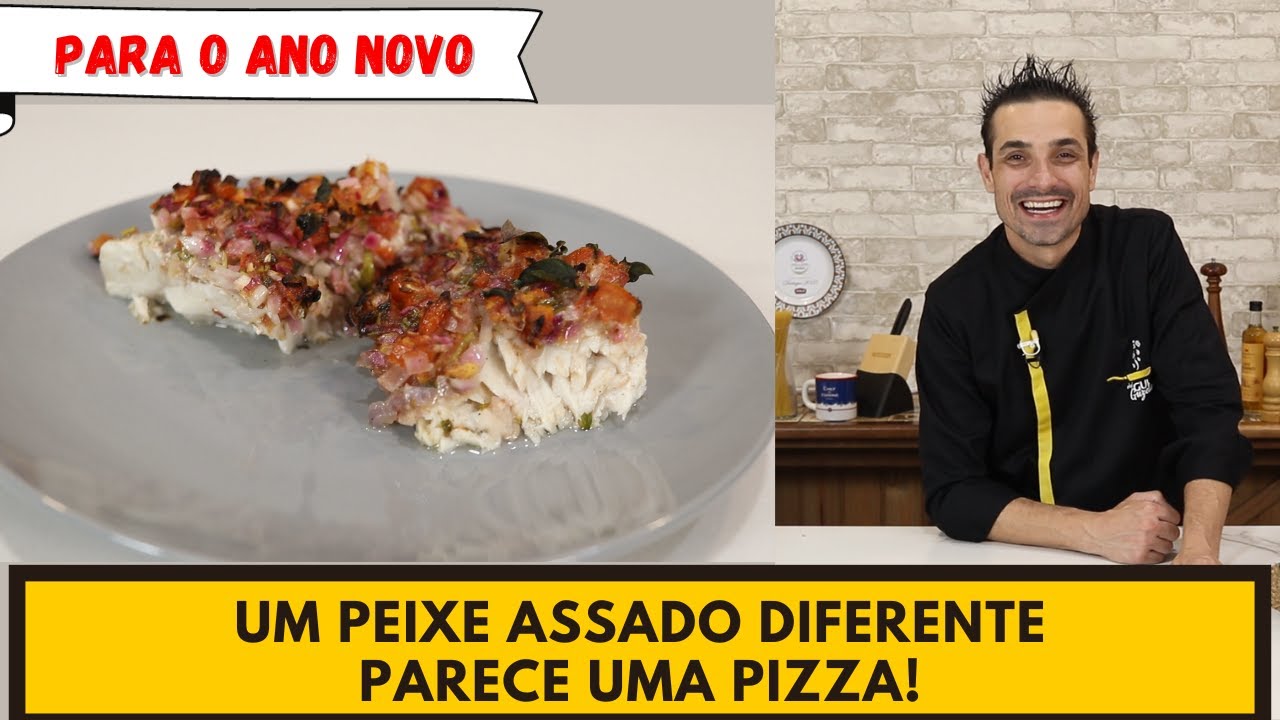 Uma alternativa para sua ceia. PEIXE ASSADO COM LEGUMES TIPO PIZZA