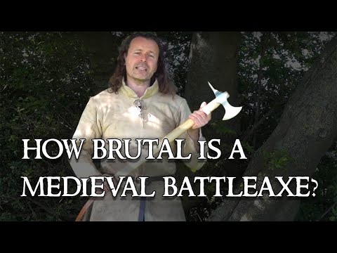 Testing a medieval battle axe on target - thug or knight?