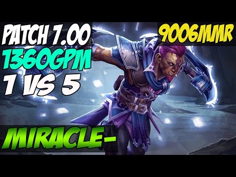 Patch 7.00 : 1 VS 5 Miracle- 9k MMR Plays Anti-Mage With 1360 GPM - Dota 2