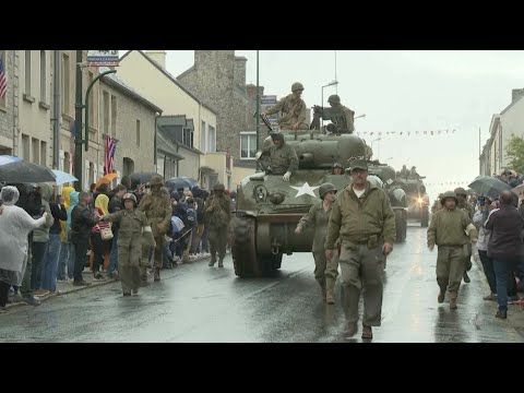 Military re-enactment parade on D-Day anniversary