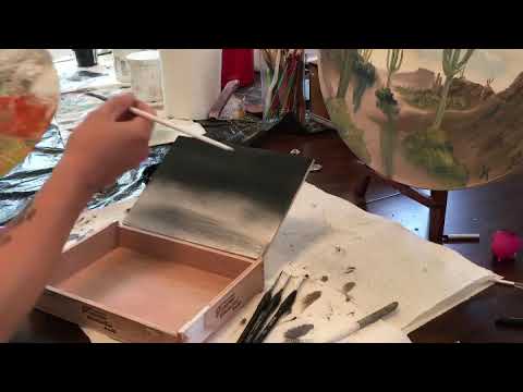 Painting a Cigar Box like Bob Ross. Learn to paint tutorial