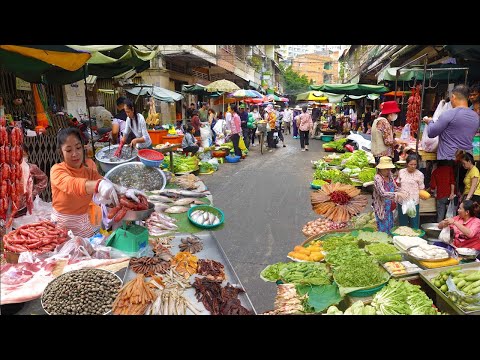 Orussey & Boeng Trabek Market , Seafood, Pork, Sausages, Fish, & More