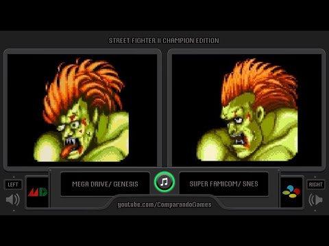 Dual Longplay [34] Street Fighter II CE (Sega Genesis vs Snes) Side by Side Comparison