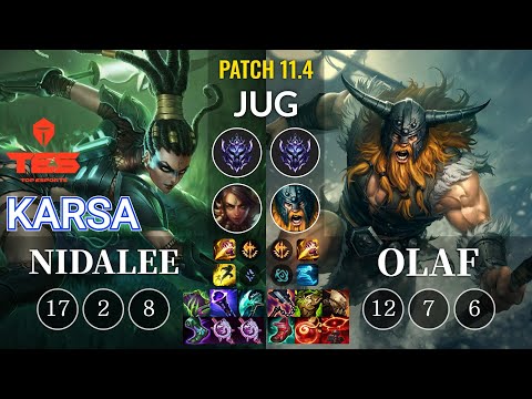 TES Karsa Nidalee vs Olaf Jungle - KR Patch 11.4
