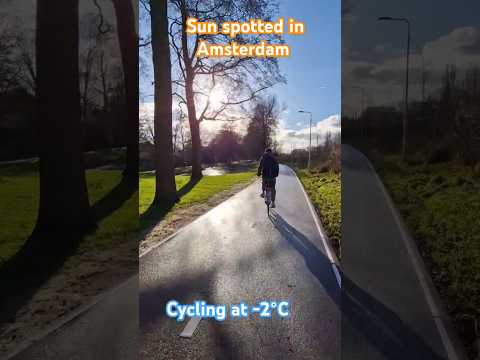 Cycling in sun with temperature-2°C #amsterdaminwinter #cycling