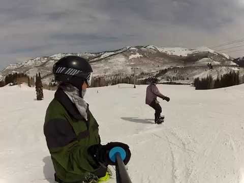 Gary snowboarding on new Apex ski boots (part 1) 3-31-14