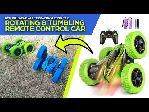 RCfunKids RC Tumbling Stunt Car - 4WD RC Car with Double Sided Drive - RC Car Toys For Kids