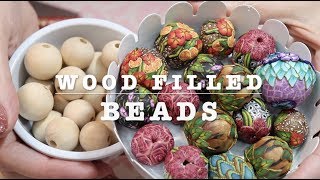 Wood  Filled Polymer Clay Beads great for ornaments and jewelry