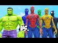 SPIDER-MAN, GREEN SPIDERMAN, BLUE SPIDERMAN, YELLOW SPIDERMAN, BLACK SPIDERMAN VS THE HULK