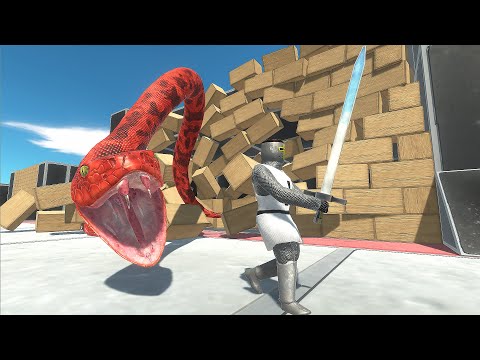 The units run down the track past the evil Titanoboa - Animal Revolt Battle Simulator