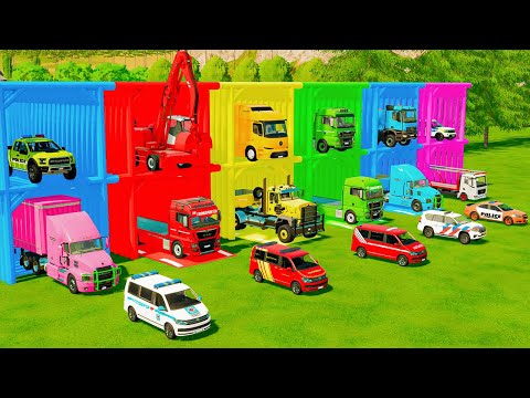 ALL EMERGENCY AND POLICE VEHICLES, EXCAVATOR, DUMP TRUCK TRANSPORT TO GARAGE - FS22