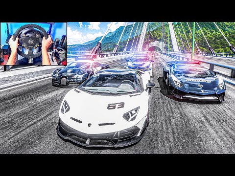 Stealing Lambo Aventador SVJ + Police Chase - Forza Horizon 5 (Steering Wheel + Shifter) Gameplay