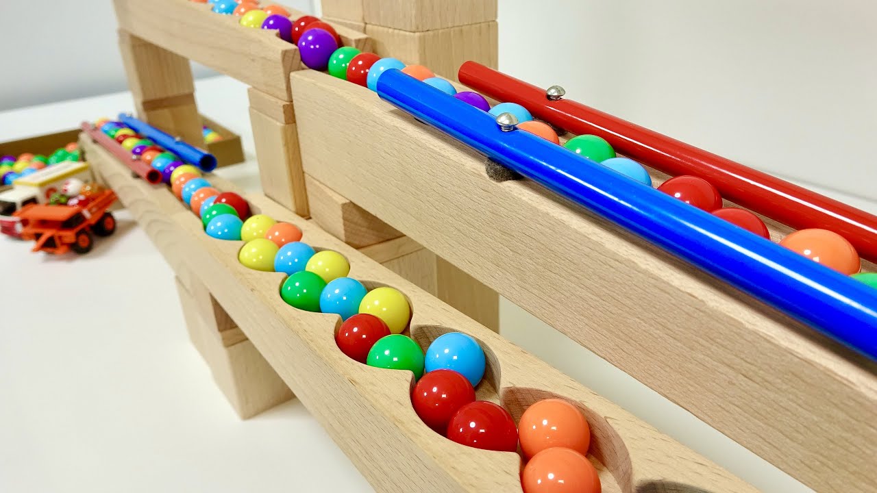 マーブルラン☆HABA チャイムスロープ＆小さな大工さん なみなみレール＆スカリーノ フォレスト 組み合わせコース♪ビー玉ころがし