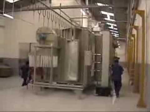 Linha de pintura à pó contínua para perfis de alumínio de 6m.