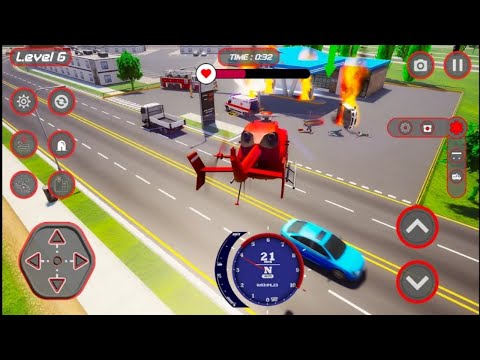 Ambulance Van Emergency Driving 2024 - 911 Helicopter Rescue Flight Simulator - Android GamePlay #3