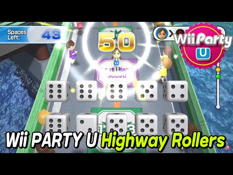 Wii party U - Highway Rollers 🎵🎵 (Eng Sub)  Lucia Vs Bernd Vs Millie Vs Delilah