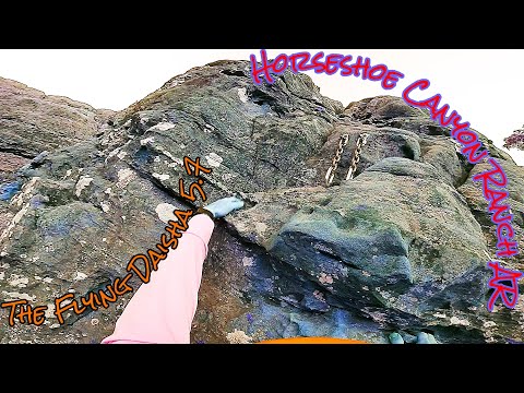 Lead climbing The Flying Daisha 5.7 in Horseshoe Canyon Ranch Arkansas