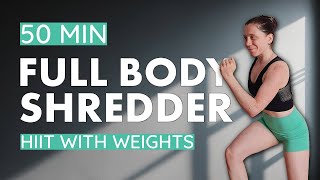50 MIN FULL BODY HIIT | Strength & Conditioning Workout | Intense & Sweaty + Weights