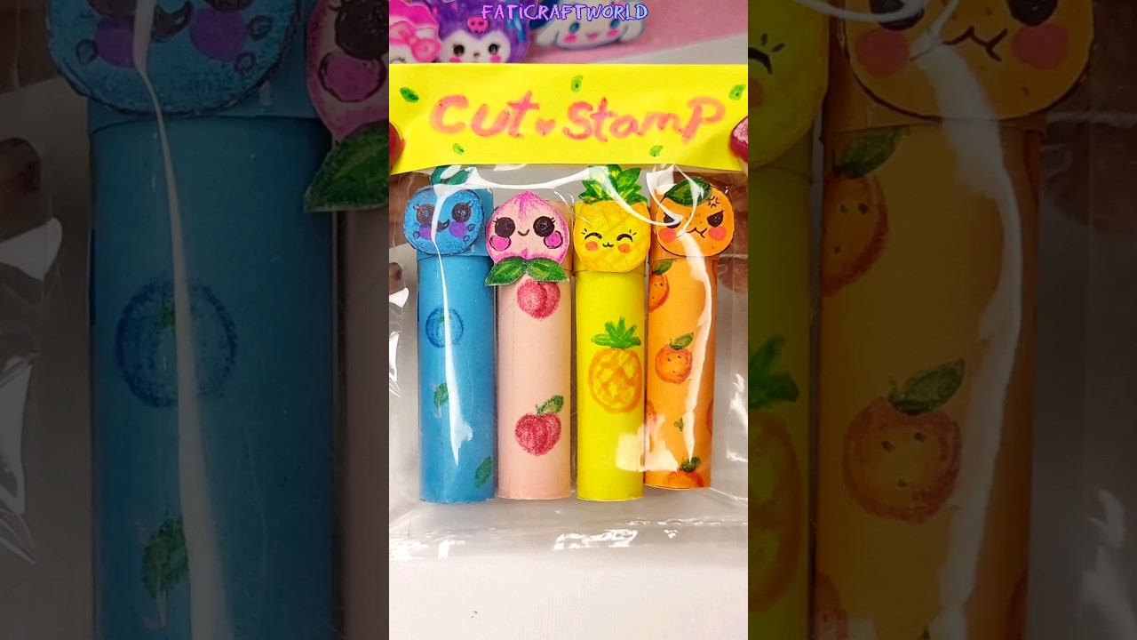 DIY cute fruits stamps 🍊🫐 - how to make stamp at home - fati craft world