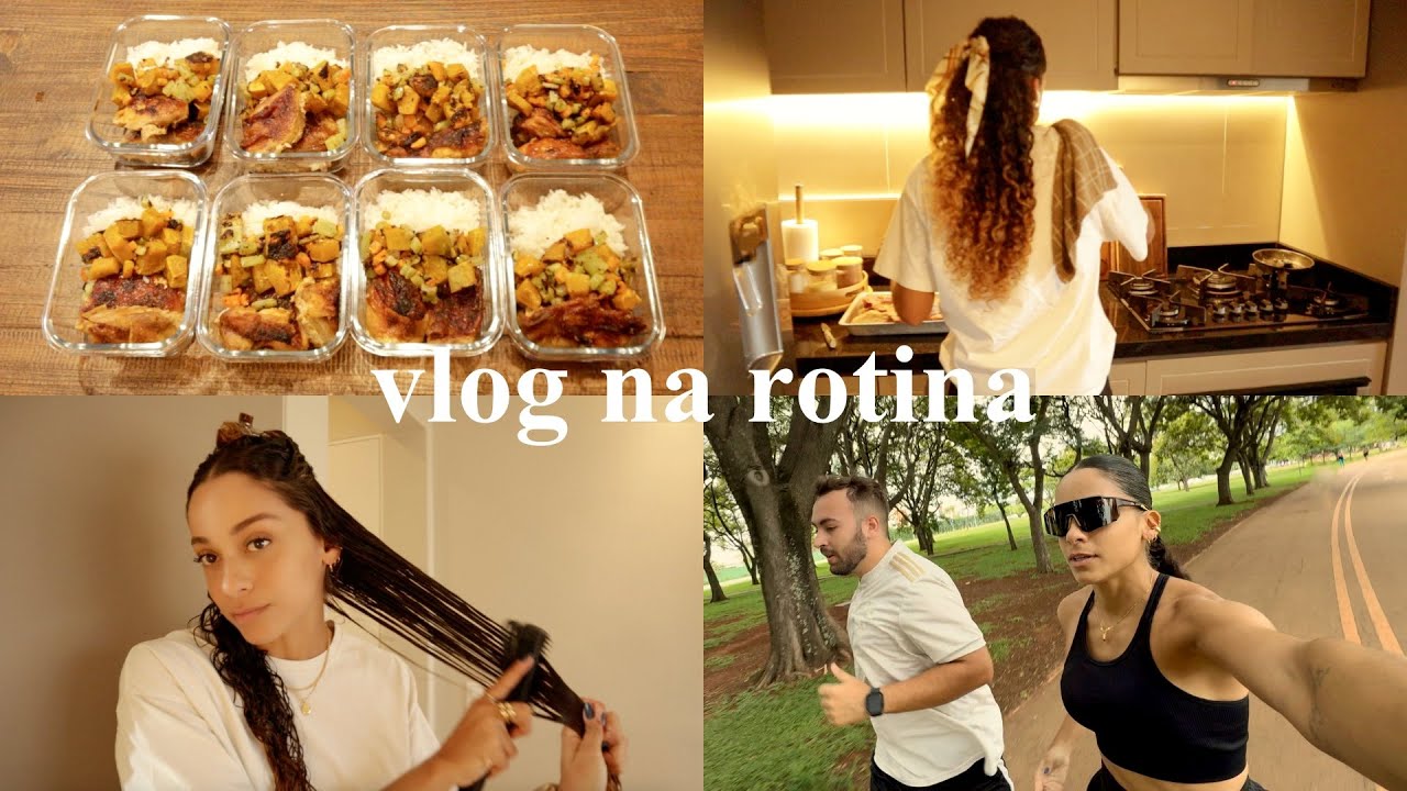 Compras no mercado, marmitas da semana, iogurte natural, corrida com amigos, nossa rotina...