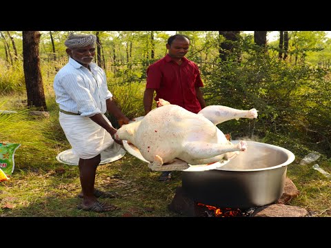 8 KG Full Turkey !!!  Yummy Turkey Gravy prepared by uncle | food fun village Video