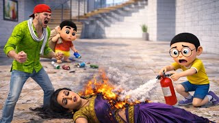 Download lagu 🤩💥Poor Shin-chan 😢 Mummy threw him out of the house… but in the end he saved his mother's life! mp3