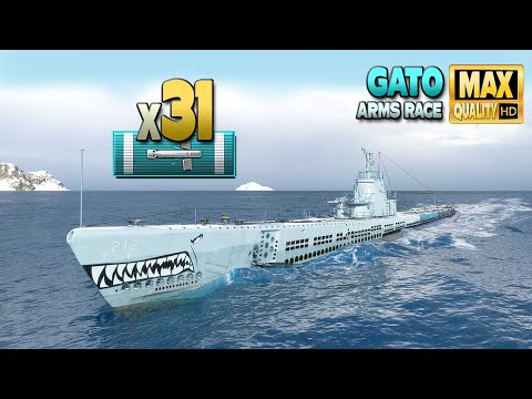 Submarine Gato: 31 torpedos hits the target - World of Warships