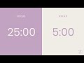 25 5 Pomodoro Timer 4 X 25 Min Focus Study Reflection Productivity