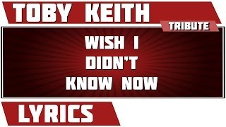 Wish I Didn&#39;t Know Now - Toby Keith tribute - Lyrics