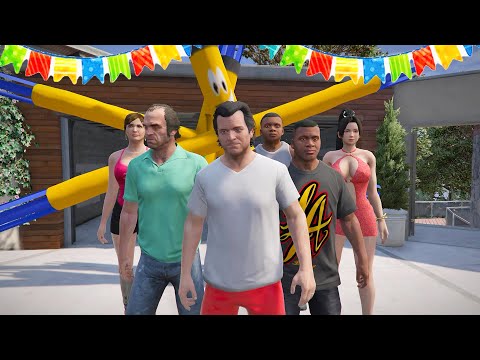 GTA 5 - ¡Fiesta de cumpleaños de Michael "Franklin y su hijo", Trevor Lucia y Chop!