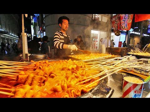 KOREAN STREET FOOD - Myeongdong Street Food Tour in Seoul South Korea | CRAZY Korean Food + SEAFOOD