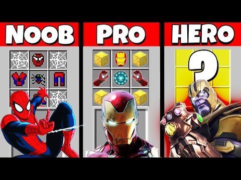 Minecraft Battle: NOOB vs PRO vs HEROBRINE: SUPERHERO CRAFTING CHALLENGE / Animation