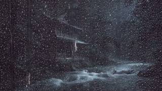 Heavy Rain Sounds on a Serene Alpine River | Deep Sleep, Stress Relief & Relaxation