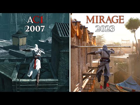Assassin's Creed 1 vs Mirage - Parkour Physics & Details Comparison (4K 60FPS)